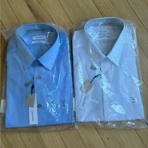Calvin Klein Men's Dress Shirts in Light Blue and White